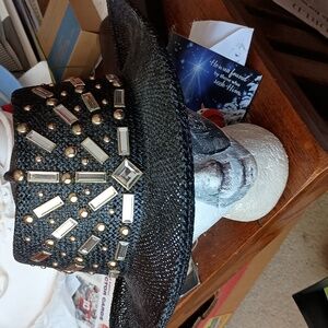Designer Men's straw hat w semi precious stones 1 Sz $38 + Free Hat.Practically